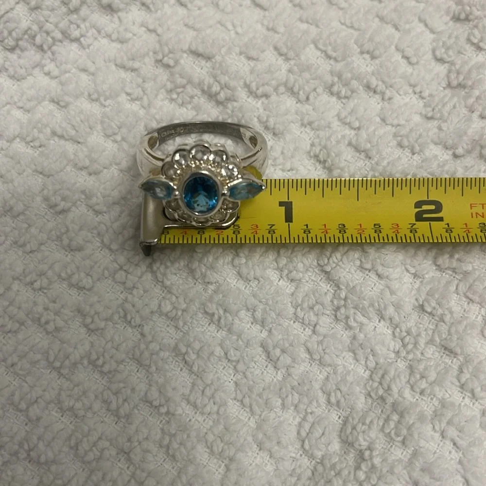 Sterling Silver Blue Topaz White Stone Accent NWOT